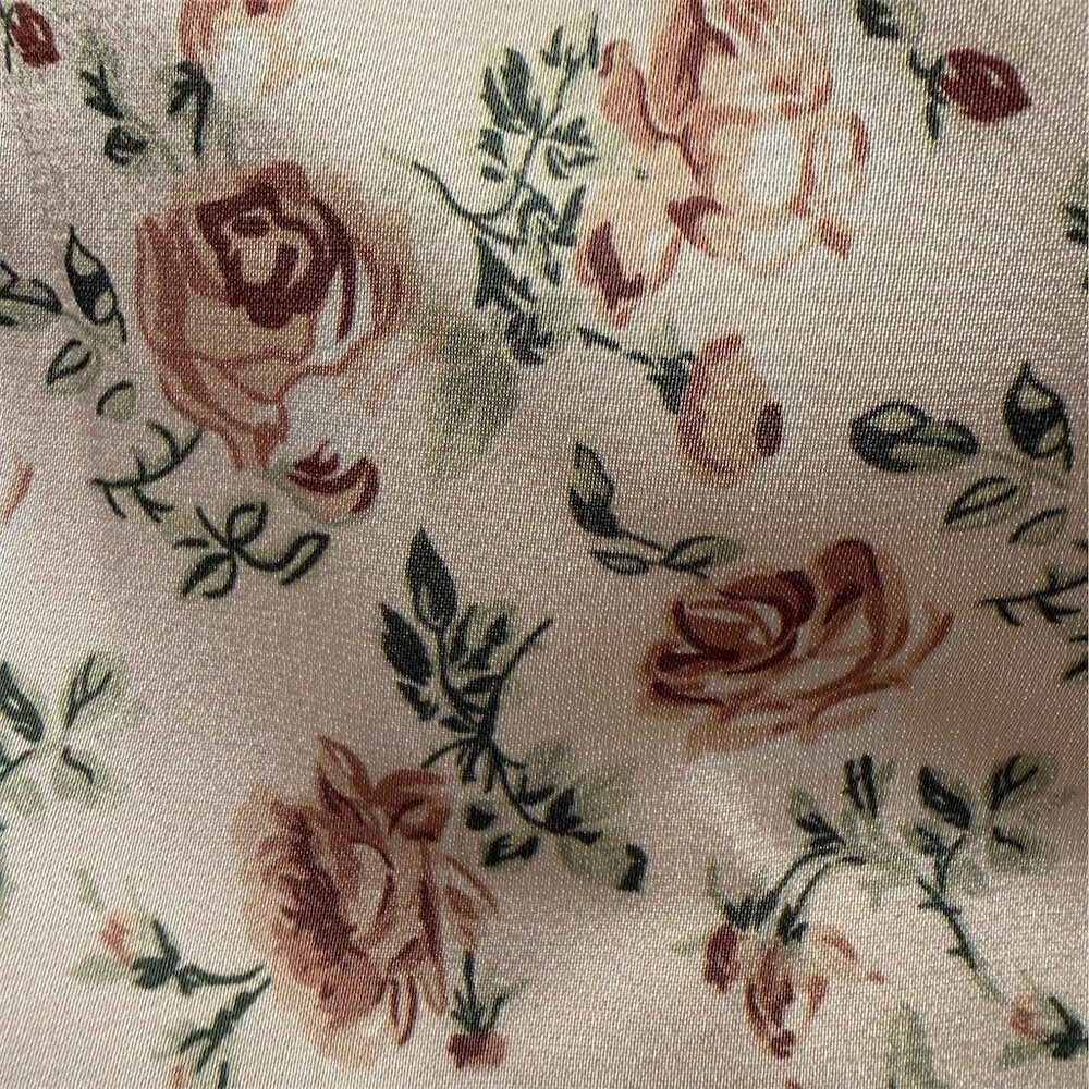 Rosie Posie Skirt Womens Size M Ivory Floral Satin Midi Side Slit Lined - Picture 5 of 5